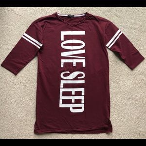 Tex Burgundy Purple Sleep Shirt LOVE SLEEP Jersey